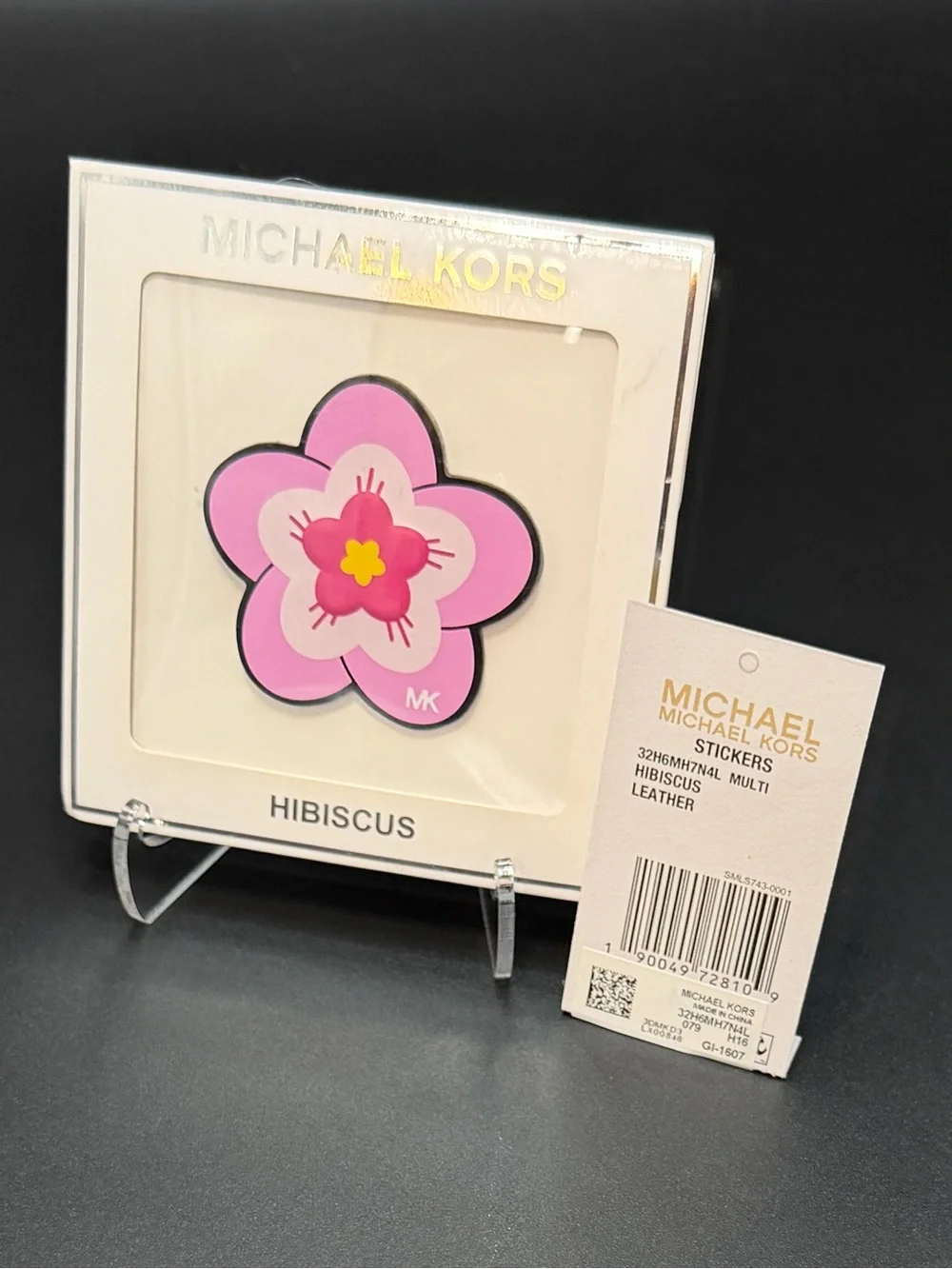Michael Kors Pink Hibiscus Floral Leather Sticker